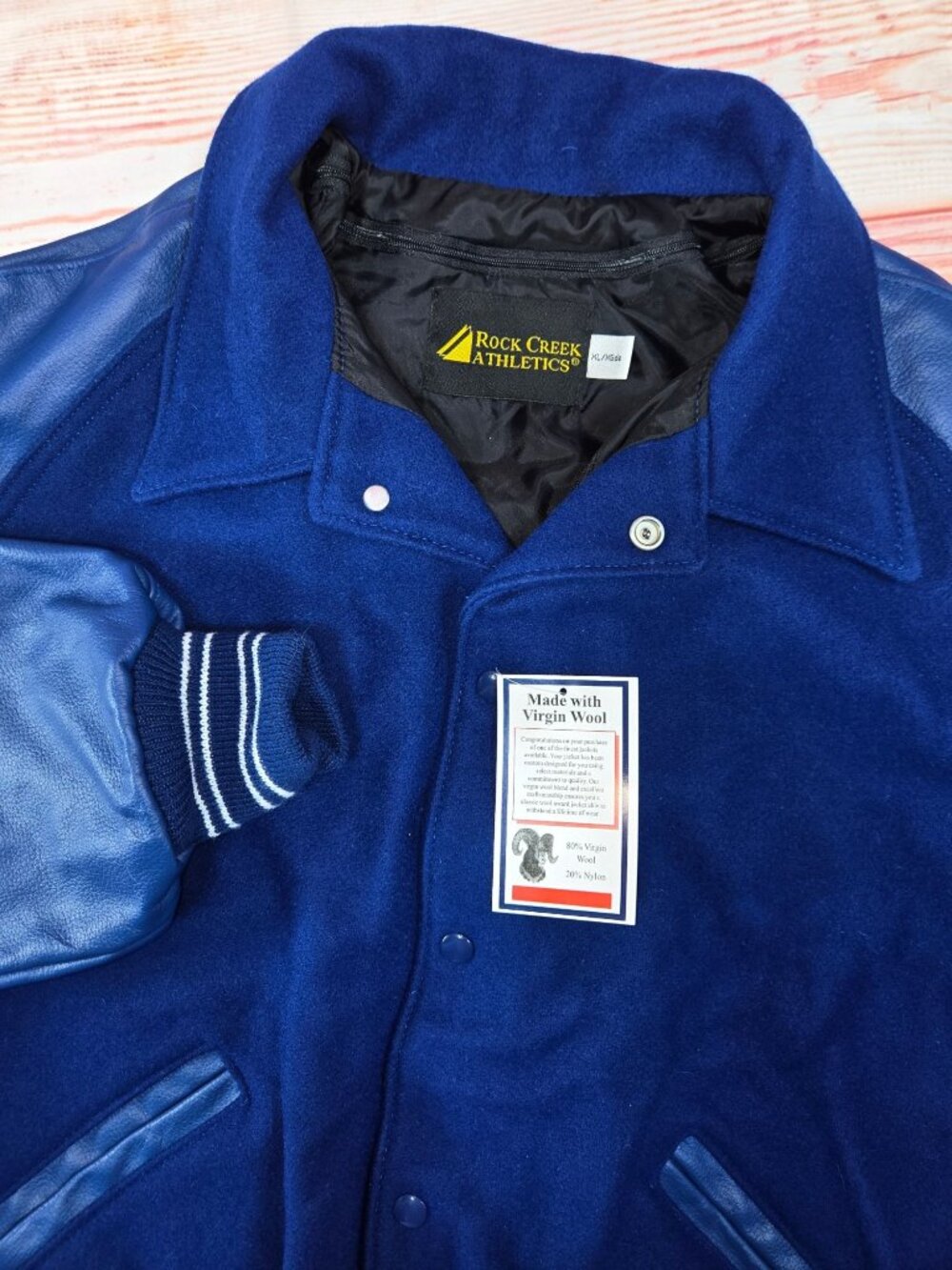 Rock Creek Varsity Jacket Medium Navy Letterman NWT Deadstock